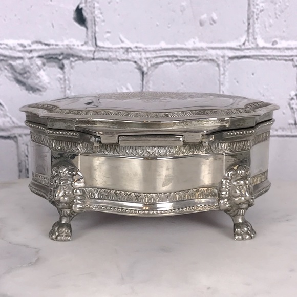 International Silver Company British Royal Lion Crest Vintage Hinged Jewelry Box - Picture 5 of 11